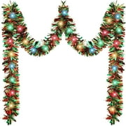 Nmdmisc 16.4 ft Christmas Lighted Garland Tree Decoration Prelit Tinsel Garland with LED Lights Christmas Garland Multicolor Garland for Xmas Home Outdoor Decor(Multicolor, Red and Green)